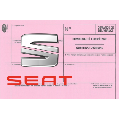 Certificat de conformité Européen pour voiture SEAT